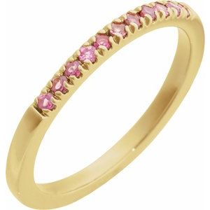 14K Yellow Natural Pink Tourmaline Stackable Ring-Round-1.5 Mm