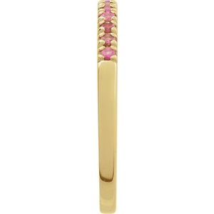 14K Yellow Natural Pink Tourmaline Stackable Ring-Round-1.5 Mm