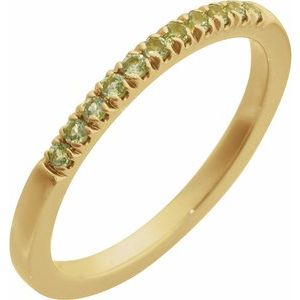 14K Yellow Natural Peridot Stackable Ring-Round-1.5 Mm