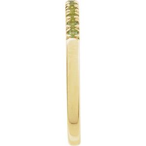 14K Yellow Natural Peridot Stackable Ring-Round-1.5 Mm