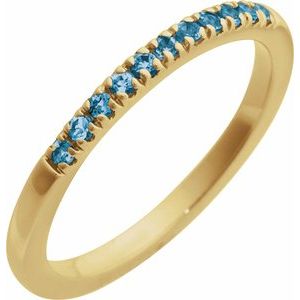 14K Yellow Natural London Blue Topaz Stackable Ring-Round-1.5 Mm