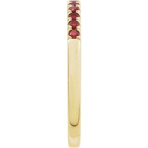 14K Yellow Natural Mozambique Garnet Stackable Ring-Round-1.5 Mm