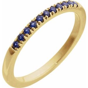 14K Yellow Lab-Grown Blue Sapphire Stackable Ring-Round-1.5 Mm