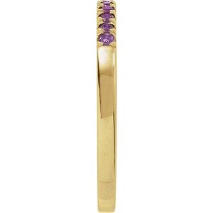 14K Yellow Natural Amethyst Stackable Ring-Round-1.5 Mm