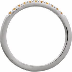 14K White Natural Citrine Stackable Ring-Round-1.5 Mm