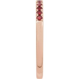 14K Rose Natural Mozambique Garnet Stackable Ring-Round-1.5 Mm