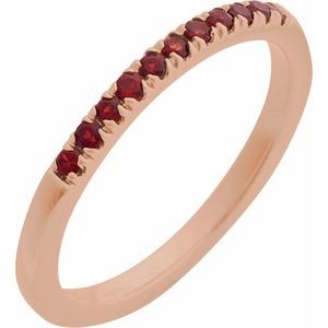 14K Rose Natural Mozambique Garnet Stackable Ring-Round-1.5 Mm