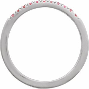 14K White Natural Pink Tourmaline Stackable Ring-Round-1.5 Mm