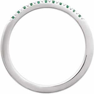 14K White Natural Emerald Stackable Ring-Round-1.5 Mm