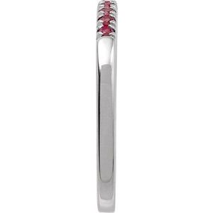 14K White Lab-Grown Ruby Stackable Ring-Round-1.5 Mm