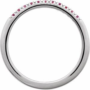 14K White Lab-Grown Ruby Stackable Ring-Round-1.5 Mm