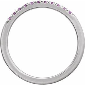 14K White Natural Amethyst Stackable Ring-Round-1.5 Mm