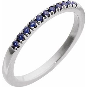 14K White Lab-Grown Blue Sapphire Stackable Ring-Round-1.5 Mm