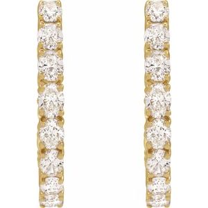 14K Yellow 2 5/8 CTW Natural Diamond Inside-Outside 20.6 mm Hoop Earrings-Oval-20.67 Mm