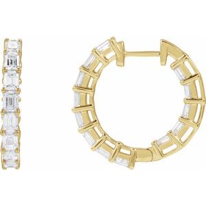 14K Yellow 3 CTW Natural Diamond Inside-Outside 21.2 mm Hoop Earrings-Emerald-21.2 Mm