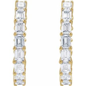 14K Yellow 3 CTW Natural Diamond Inside-Outside 21.2 mm Hoop Earrings-Emerald-21.2 Mm