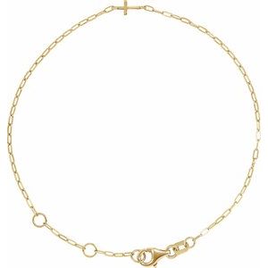 14K Yellow Sideways Cross Paperclip-Style Chain 6 1/2-7 1/2" Bracelet-Polished-Paperclip-Style Sideways Cross Bracelet