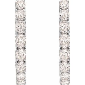 14K White 2 5/8 CTW Natural Diamond Inside-Outside 20.6 mm Hoop Earrings-Oval-20.67 Mm