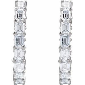 14K White 3 CTW Natural Diamond Inside-Outside 21.2 mm Hoop Earrings-Emerald-21.2 Mm
