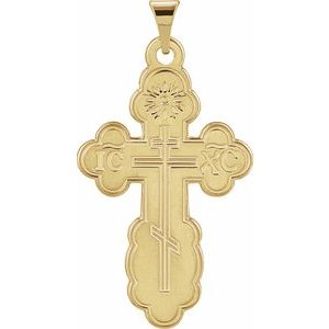 14K Yellow 26x17 mm Orthodox Cross Pendant-Polished