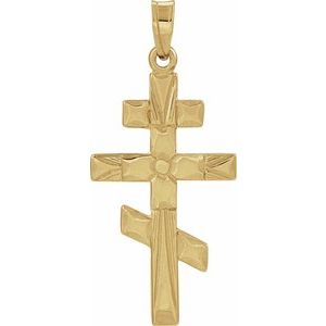 14K Yellow 26x15 mm Orthodox Cross Pendant-Polished