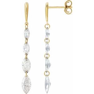 14K Yellow 1 1/2 CTW Lab-Grown Diamond Drilled Diamond Earrings-6.8 X 3.5 Mm-14K Yellow