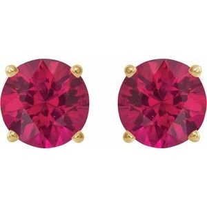 14K Yellow 5 mm Natural Ruby Earrings-Pair-5 Mm