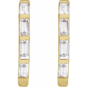 14K Yellow 1/3 CTW Lab-Grown Diamond Hoop Earrings-Straight Baguette-13.34 Mm