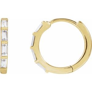 14K Yellow 1/3 CTW Lab-Grown Diamond Hoop Earrings-Straight Baguette-13.34 Mm