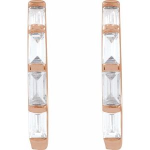 14K Rose 1/3 CTW Lab-Grown Diamond Hoop Earrings-Straight Baguette-13.34 Mm