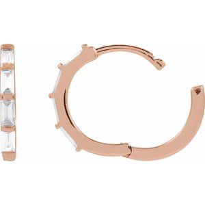 14K Rose 1/3 CTW Lab-Grown Diamond Hoop Earrings-Straight Baguette-13.34 Mm