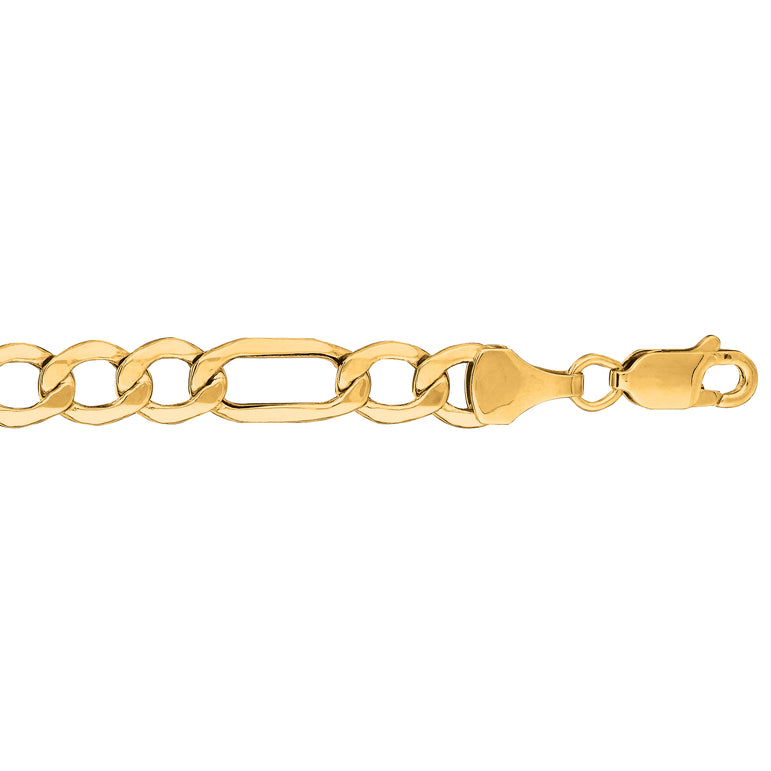 10K Gold 6.6mm Lite Figaro Chain-Yellow | Lobster