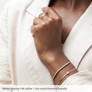 14K Yellow 1 CTW Lab-Grown Diamond Bolo 9 1/2" Bracelet-Round-2 Mm