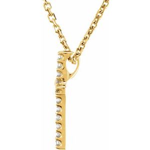 14K Yellow .06 CTW Natural Diamond Petite Cross 16" Necklace-Natural Diamond-1Mm :: 0.06 Ctw