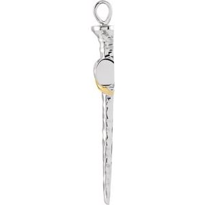 Sterling Silver & 14K Yellow Nail Cross Pendant-Polished