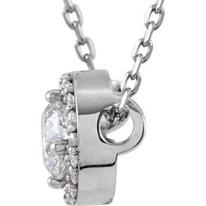 14K White 3/8 CTW Natural Diamond Halo-Style 16" Necklace-Natural Diamond-4.3Mm :: 1/3 Ctw