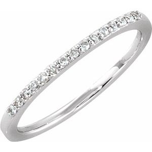 14K White 1/8 CTW Natural Diamond Anniversary Band 15 round stones-Round