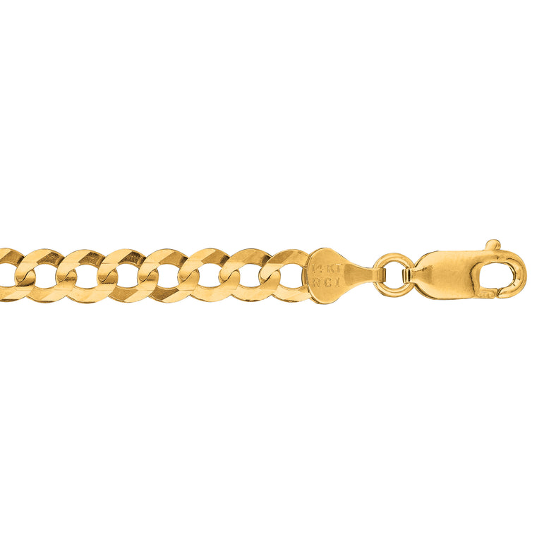 10K Gold 5.7mm Comfort Curb Chain -Yellow | Lobster