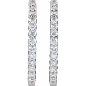 14K White 5 CTW Lab-Grown Diamond Inside-Outside Hinged 37.8 mm Hoop Earrings-Round-37.8 Mm