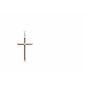 14K White 39.25x22 mm Unadorned Cross Pendant-Polished