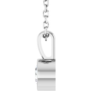 14K White 1/4 CT Natural Diamond Bezel-Set Solitaire 16-18" Necklace-Natural Diamond-4Mm :: 1/4 Ct