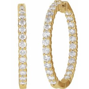 14K Yellow 5 CTW Lab-Grown Diamond Inside-Outside Hinged 37.8 mm Hoop Earrings-Round-37.8 Mm