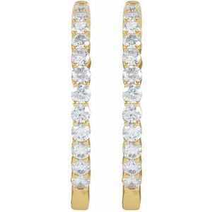 14K Yellow 3 CTW Lab-Grown Diamond Inside-Outside Hinged 30 mm Hoop Earrings-Round-30 Mm