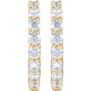 14K Yellow 2 CTW Lab-Grown Diamond Inside-Outside Hinged 20 mm Hoop Earrings-Round-20 Mm