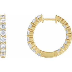 14K Yellow 2 CTW Lab-Grown Diamond Inside-Outside Hinged 20 mm Hoop Earrings-Round-20 Mm