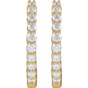 14K Yellow 1 CTW Lab-Grown Diamond Inside-Outside Hinged 19.3 mm Hoop Earrings-Round-19.3 Mm