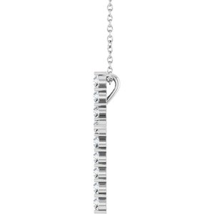 14K White 1/2 CTW Lab-Grown Diamond Cross 16-18" Necklace-Lab-Grown Diamond-21.29 X 16.31 Mm