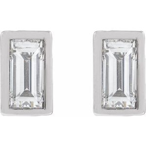 14K White 1/8 CT Natural Diamond Stud Earring-4 X 2 Mm-14K White