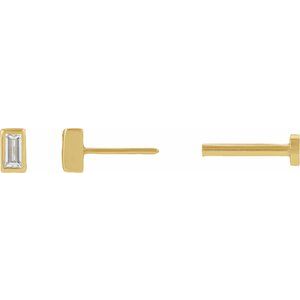 14K Yellow .04 CT Natural Diamond Stud Earring-3 X 1.5 Mm-14K Yellow