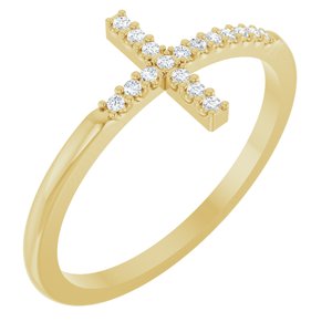 14K Yellow .08 CTW Lab-Grown Diamond Sideways Cross Ring-Round-1 Mm